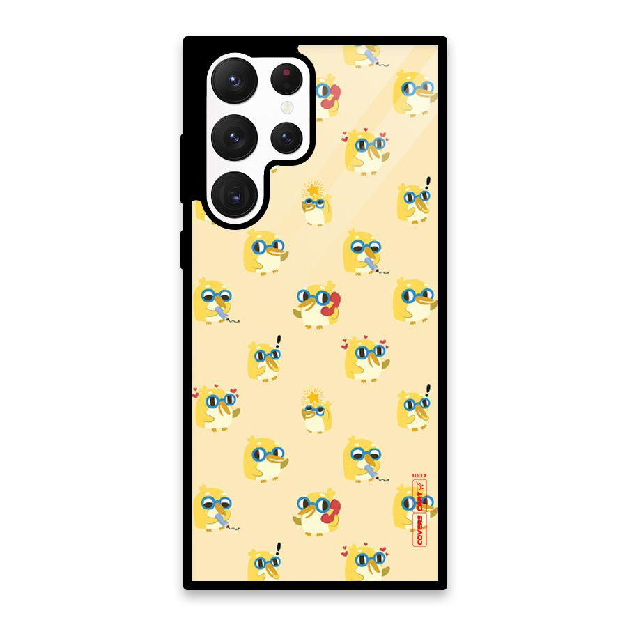 Yellow Parrot Glass Back Case for Galaxy S22 Ultra 5G