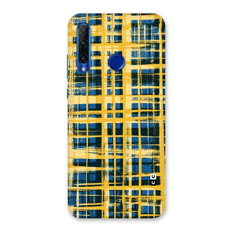 Yellow Rugged Check Design Back Case for Honor 20i