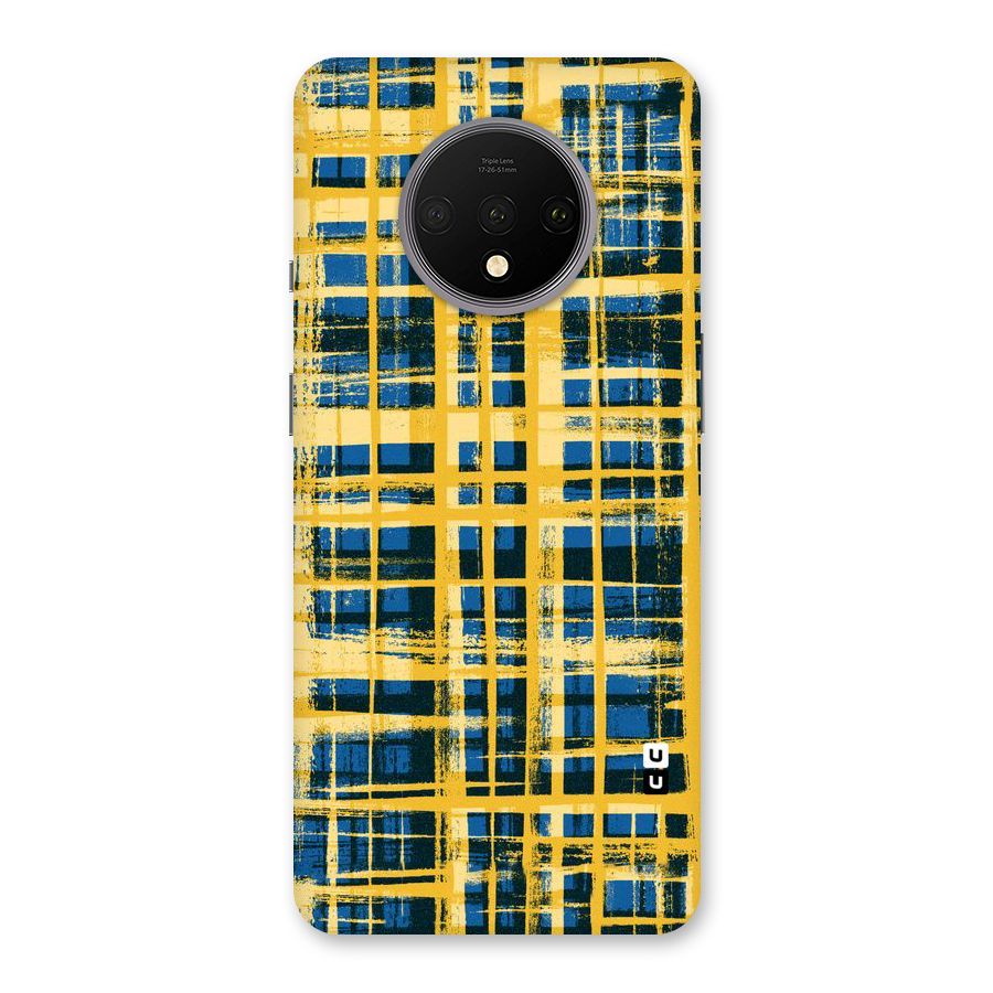 Yellow Rugged Check Design Back Case for OnePlus 7T
