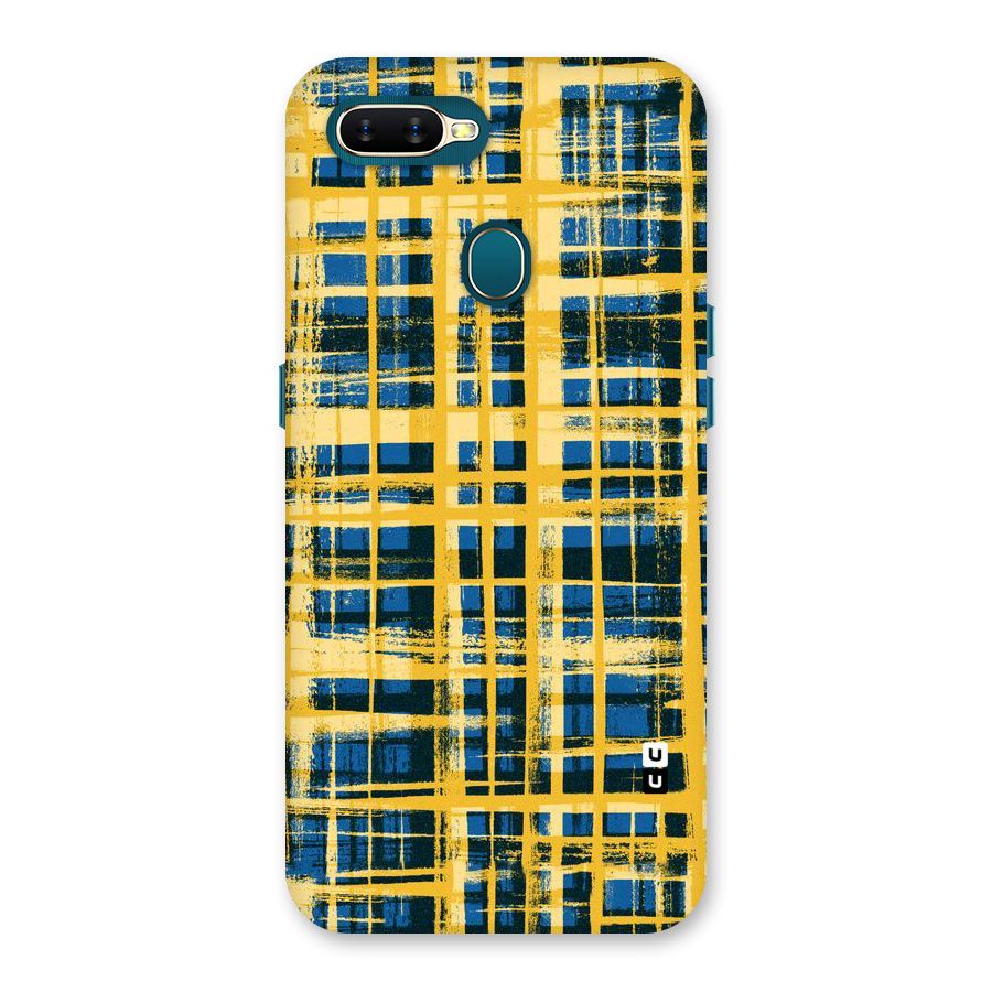 Yellow Rugged Check Design Back Case for Oppo A11k