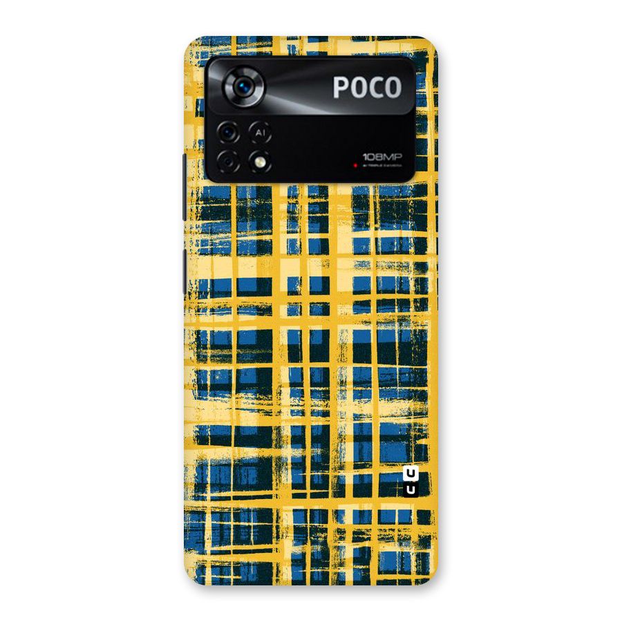 Yellow Rugged Check Design Back Case for Poco X4 Pro 5G