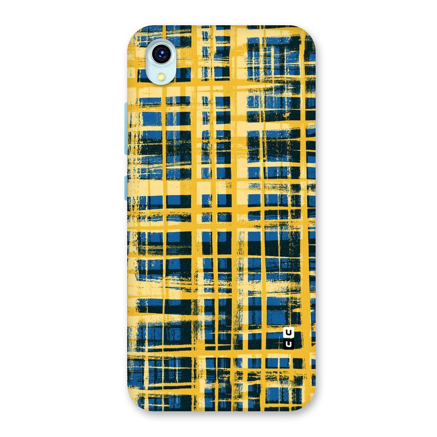 Yellow Rugged Check Design Back Case for Vivo Y1s