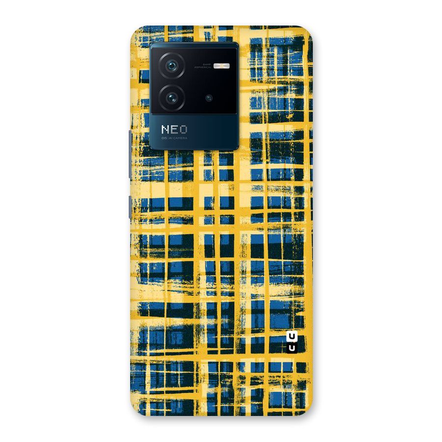 Yellow Rugged Check Design Back Case for Vivo iQOO Neo 6 5G
