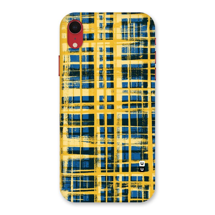 Yellow Rugged Check Design Back Case for iPhone XR