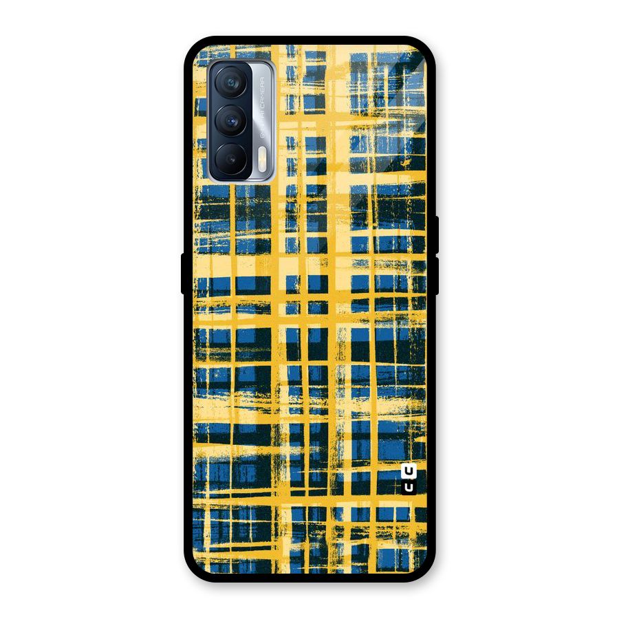 Yellow Rugged Check Design Glass Back Case for Realme X7