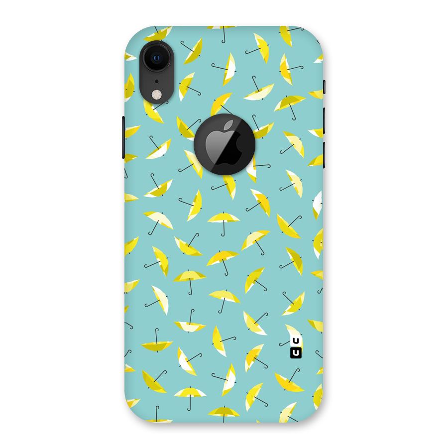 Yellow Umbrella Pattern Back Case for iPhone XR Logo Cut