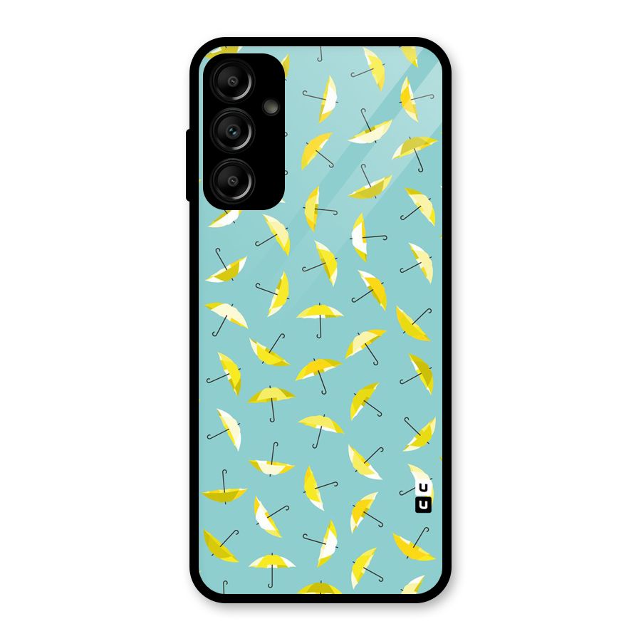Yellow Umbrella Pattern Glass Back Case for Galaxy A14 5G
