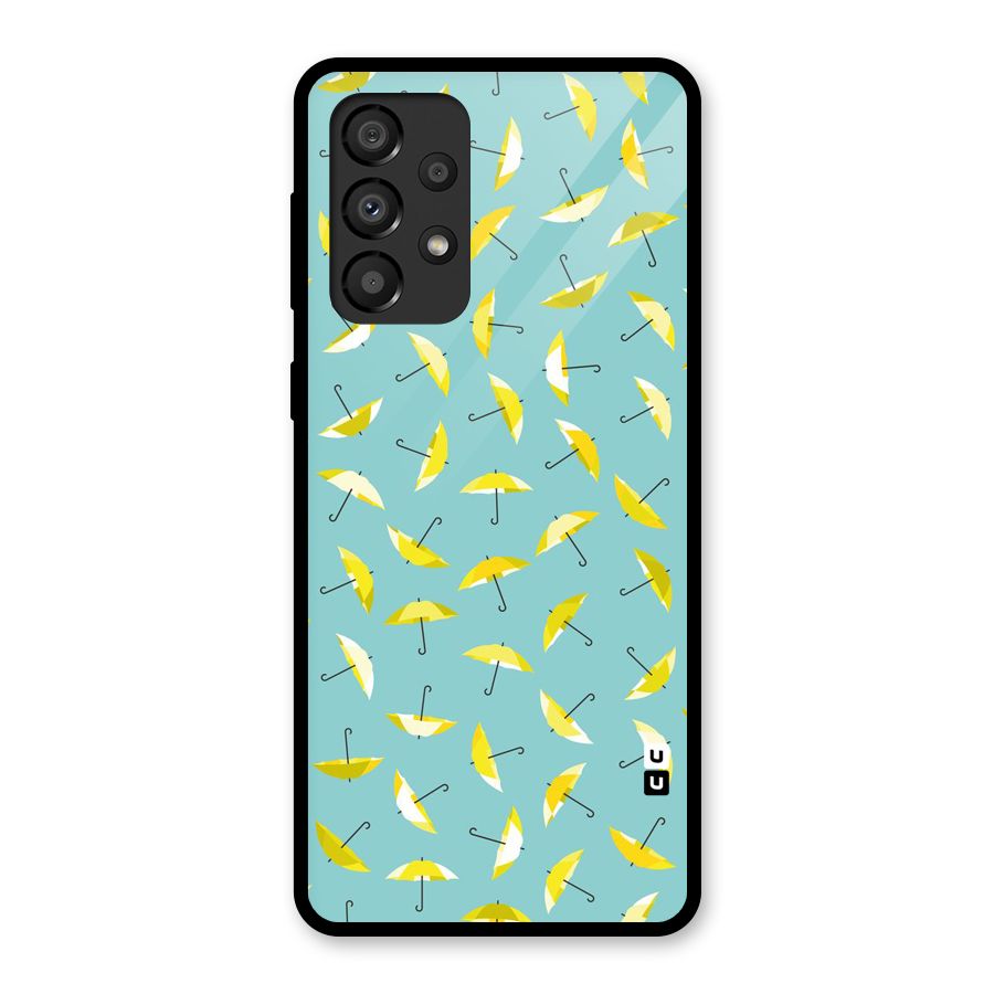 Yellow Umbrella Pattern Glass Back Case for Galaxy A33 5G
