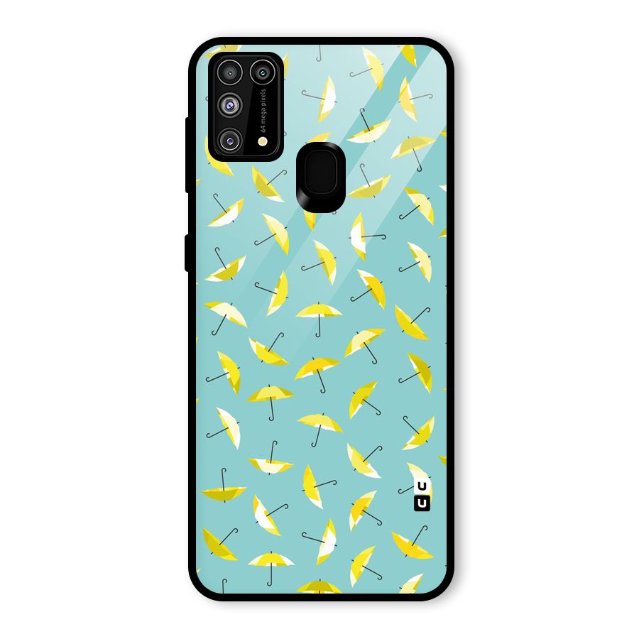 Yellow Umbrella Pattern Glass Back Case for Galaxy M31