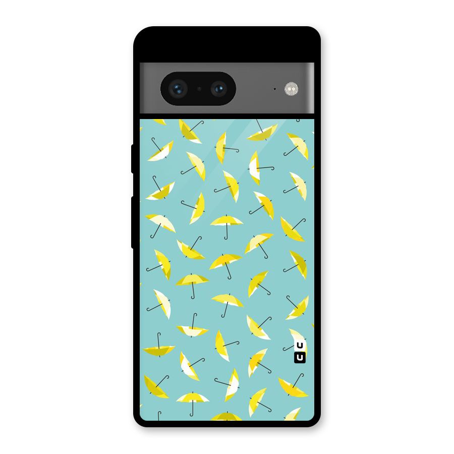 Yellow Umbrella Pattern Glass Back Case for Google Pixel 7
