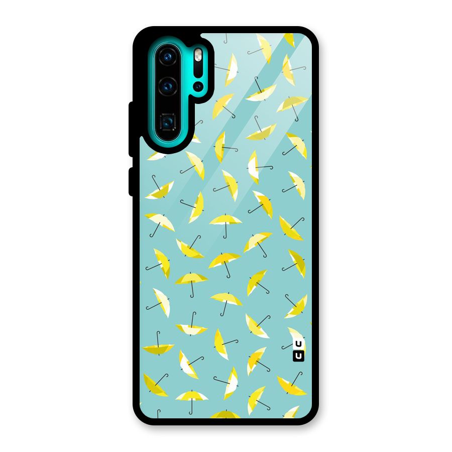 Yellow Umbrella Pattern Glass Back Case for Huawei P30 Pro