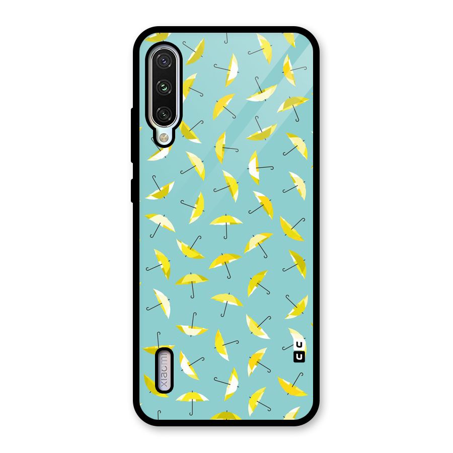 Yellow Umbrella Pattern Glass Back Case for Mi A3