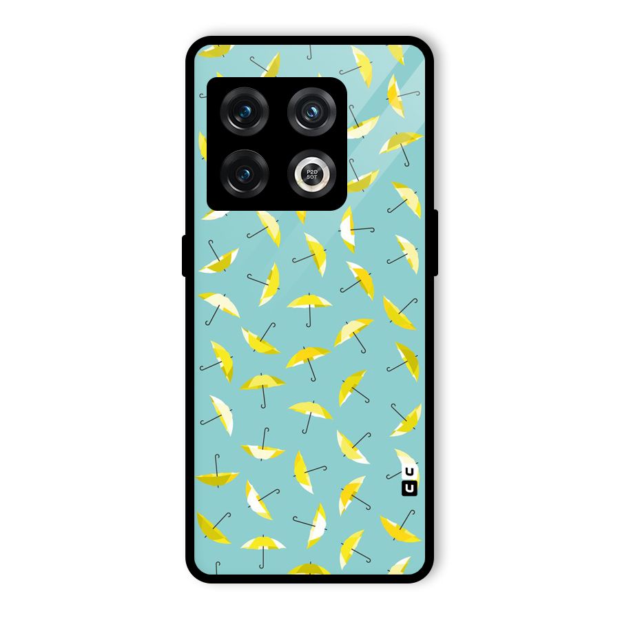Yellow Umbrella Pattern Glass Back Case for OnePlus 10 Pro 5G