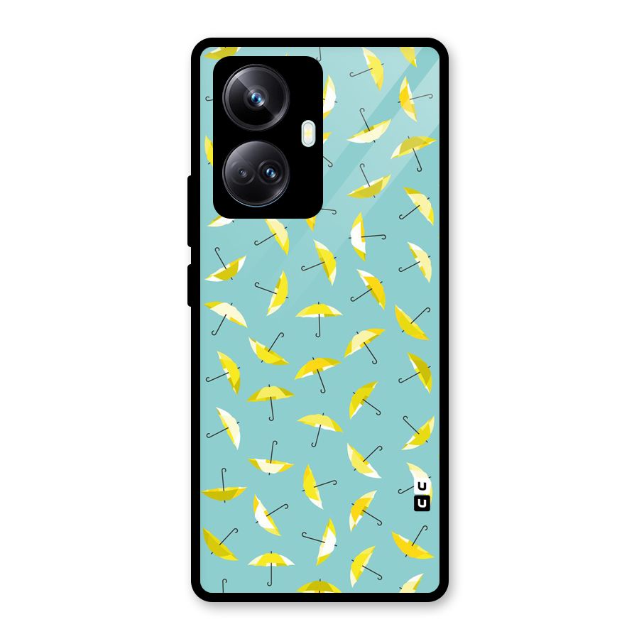 Yellow Umbrella Pattern Glass Back Case for Realme 10 Pro Plus