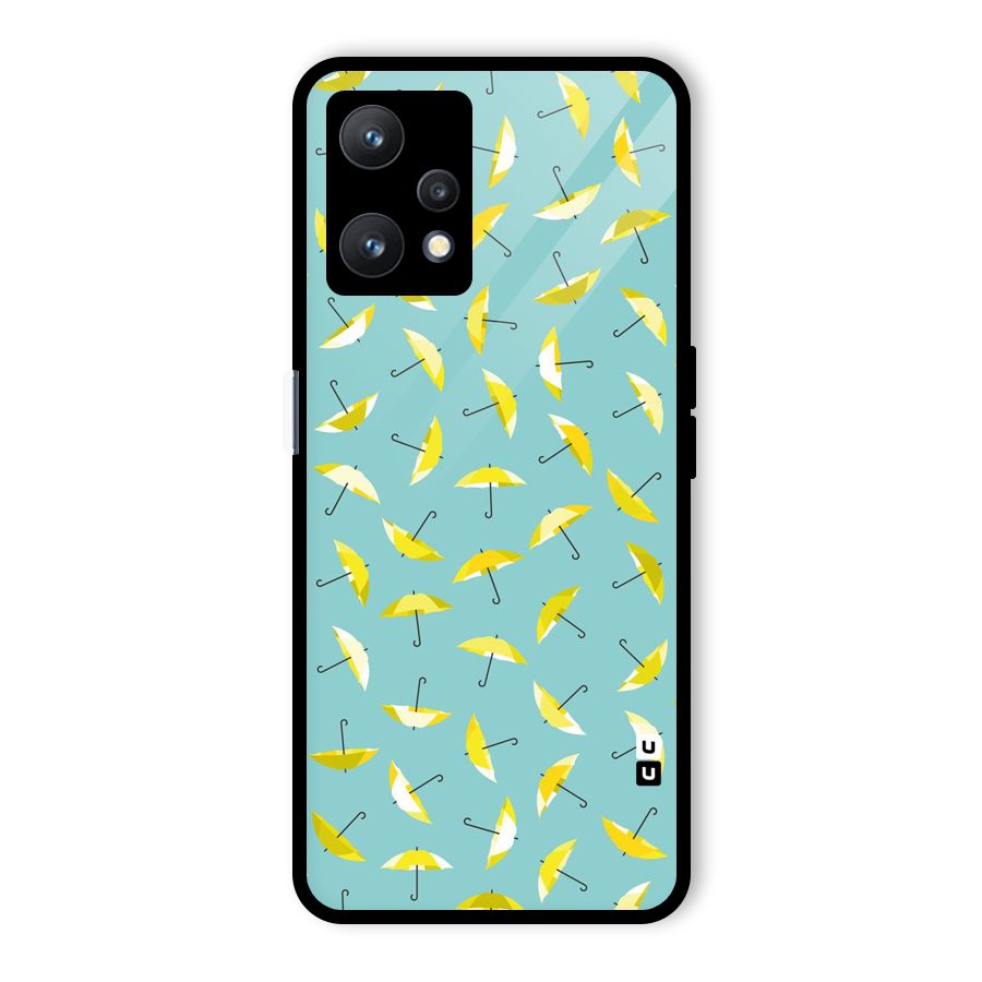 Yellow Umbrella Pattern Glass Back Case for Realme 9 Pro 5G