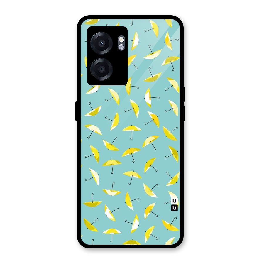 Yellow Umbrella Pattern Glass Back Case for Realme Narzo 50 5G