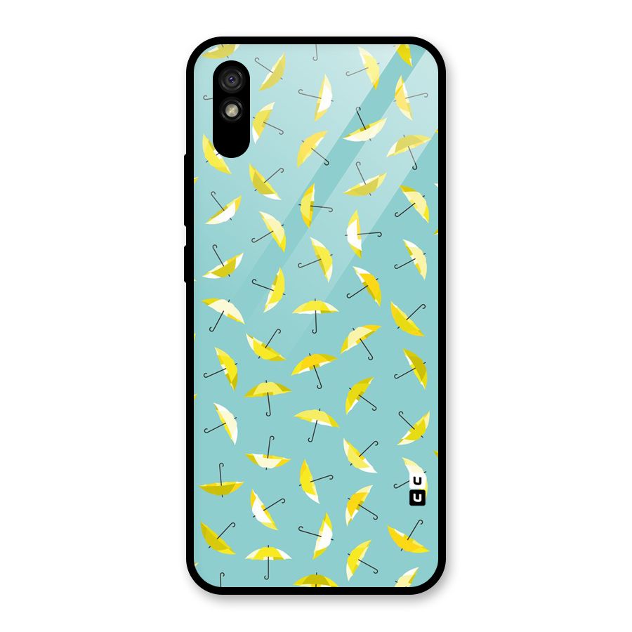 Yellow Umbrella Pattern Glass Back Case for Redmi 9A