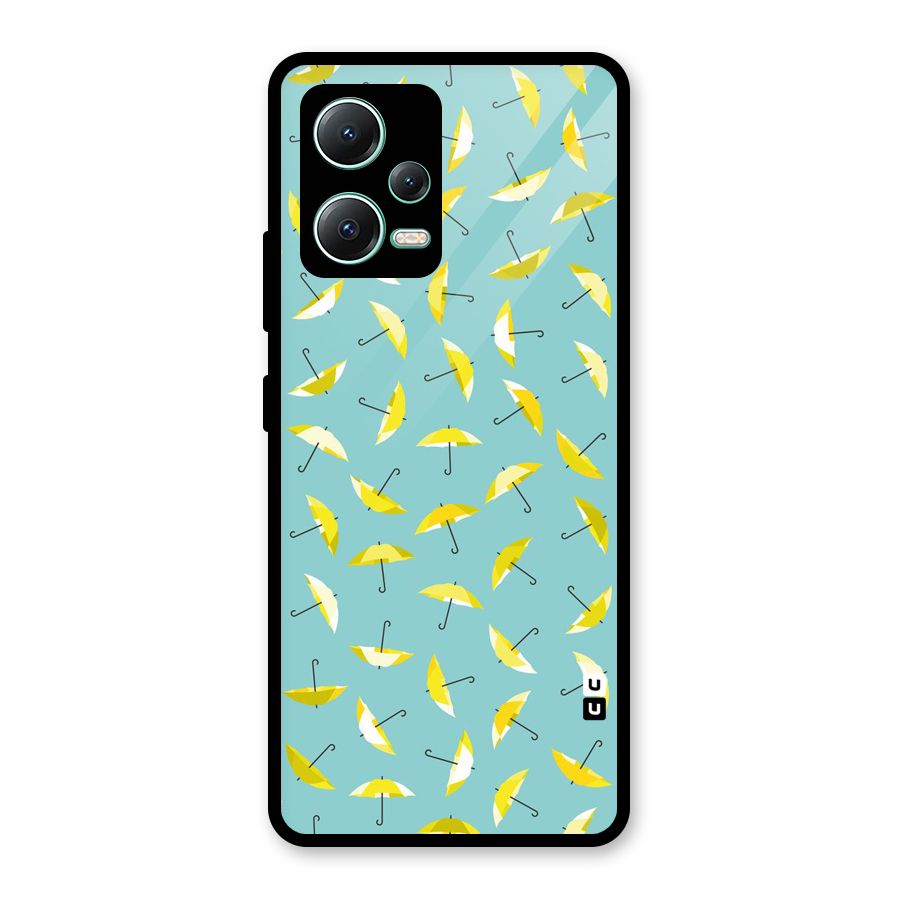 Yellow Umbrella Pattern Glass Back Case for Redmi Note 12 5G