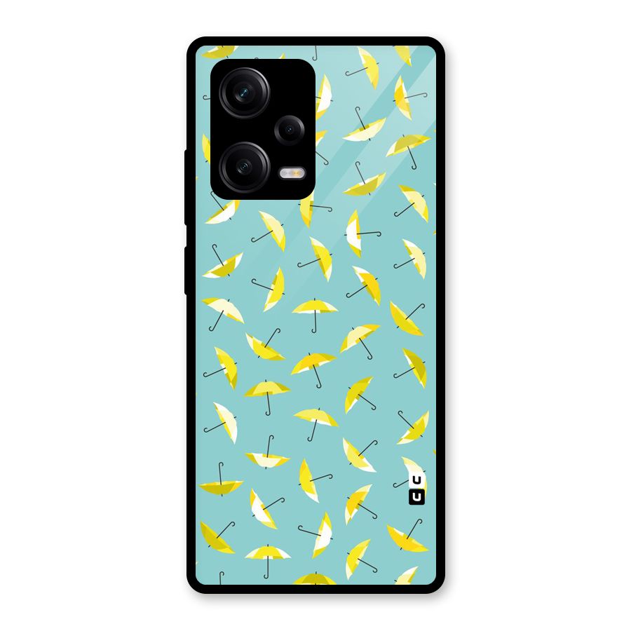 Yellow Umbrella Pattern Glass Back Case for Redmi Note 12 Pro