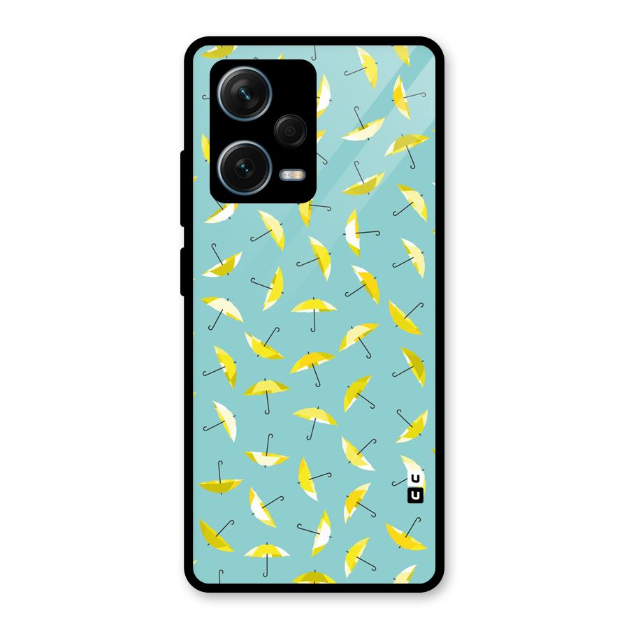 Yellow Umbrella Pattern Glass Back Case for Redmi Note 12 Pro Plus 5G