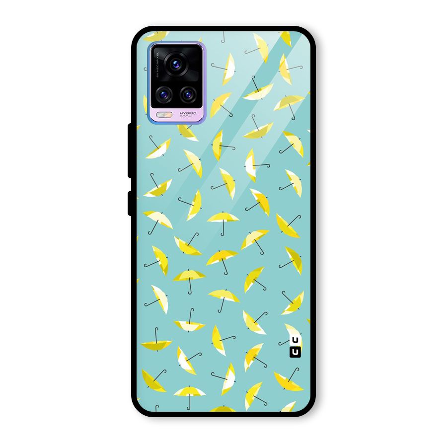 Yellow Umbrella Pattern Glass Back Case for Vivo V20 Pro