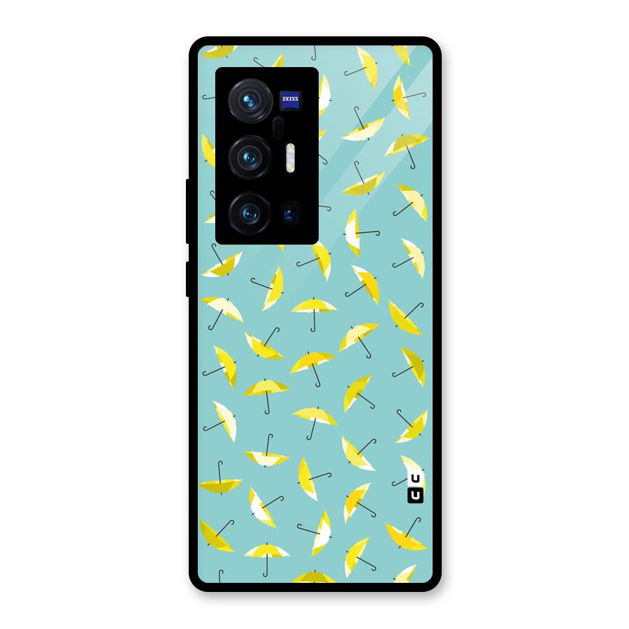 Yellow Umbrella Pattern Glass Back Case for Vivo X70 Pro Plus