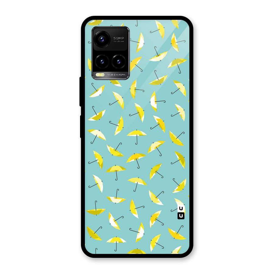 Yellow Umbrella Pattern Glass Back Case for Vivo Y21T
