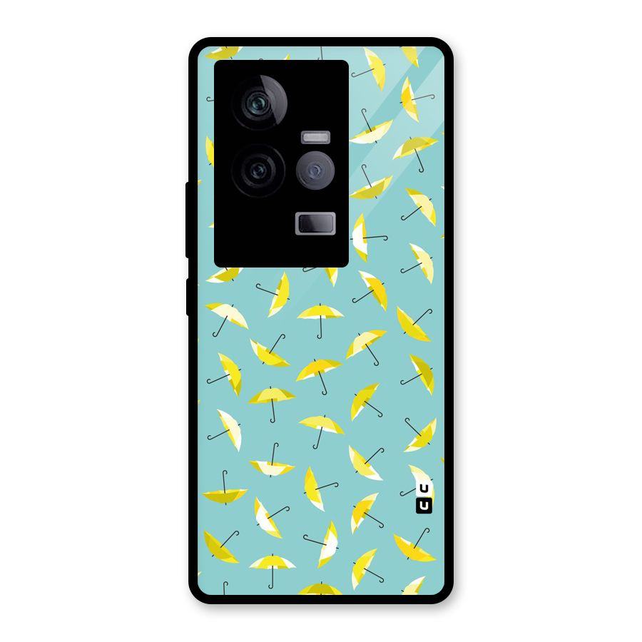Yellow Umbrella Pattern Glass Back Case for Vivo iQOO 11 5G