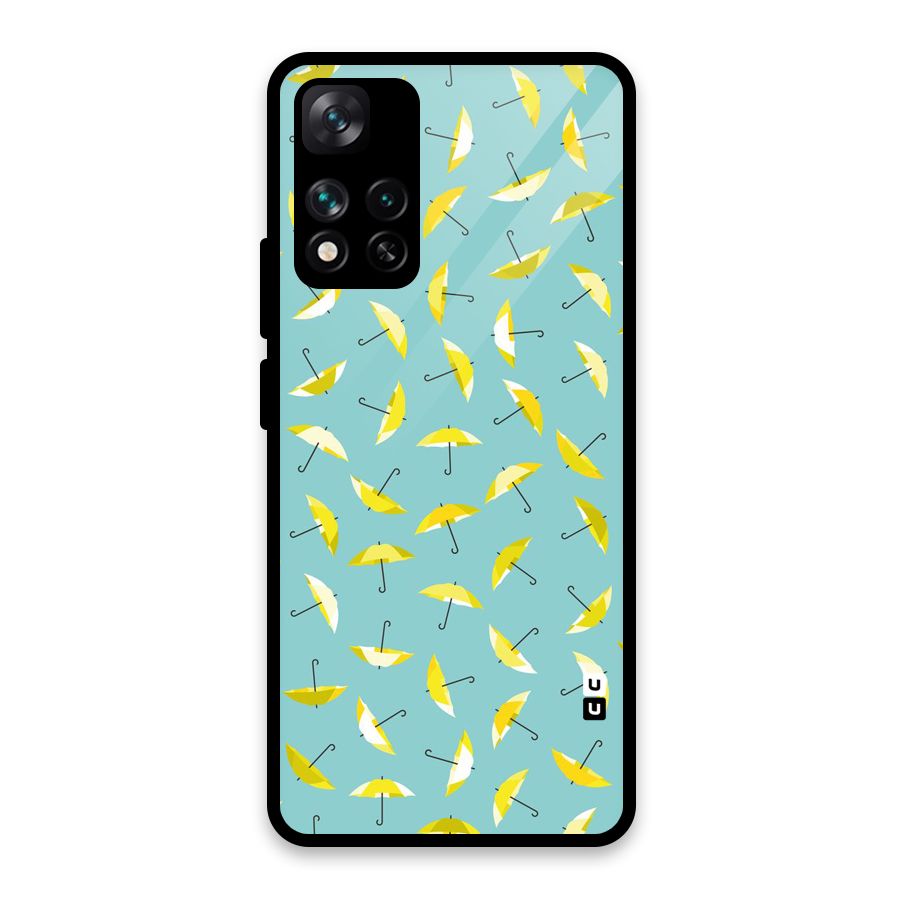 Yellow Umbrella Pattern Glass Back Case for Xiaomi 11i HyperCharge 5G