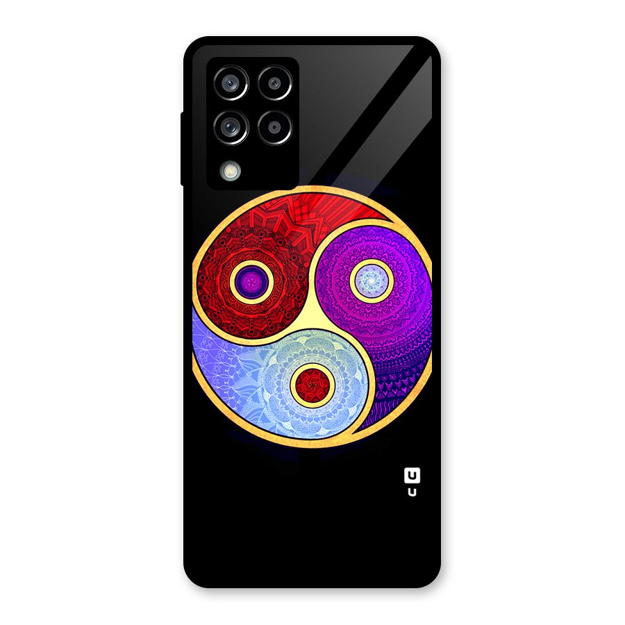 Yin Yang Mandala Design Glass Back Case for Galaxy M53 5G
