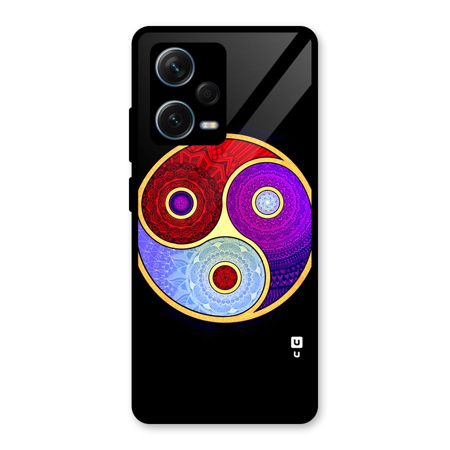 Yin Yang Mandala Design Glass Back Case for Redmi Note 12 Pro Plus 5G