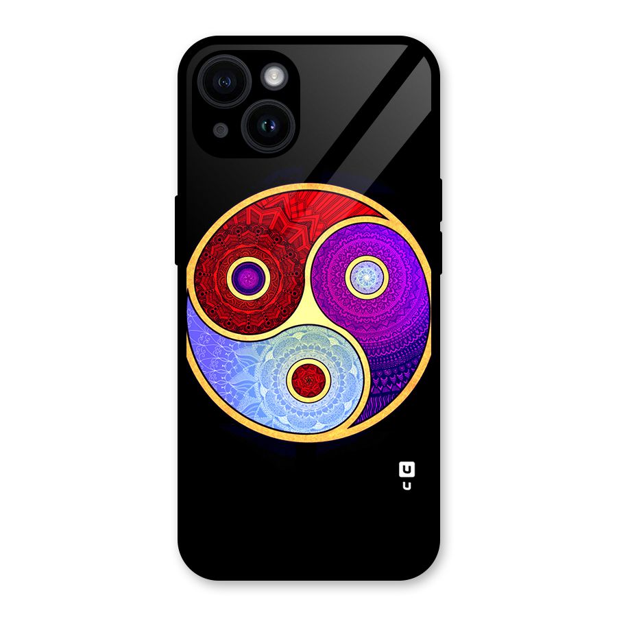 Yin Yang Mandala Design Glass Back Case for iPhone 14