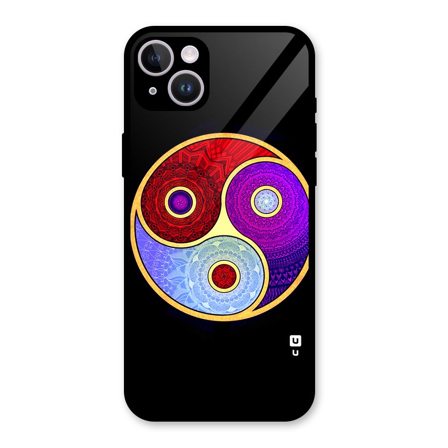 Yin Yang Mandala Design Glass Back Case for iPhone 14 Plus