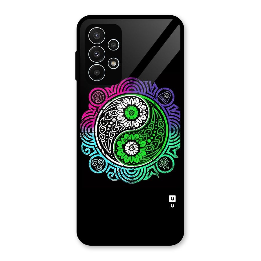 Yin and Yang Colorful Mandala Glass Back Case for Galaxy A23