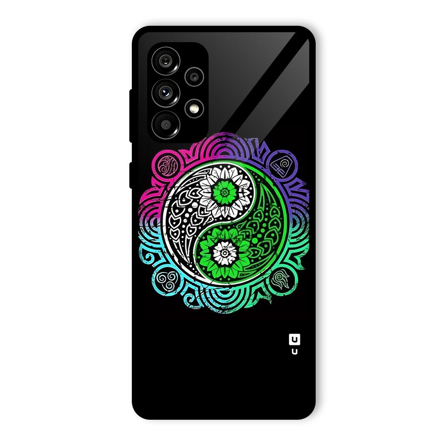 Yin and Yang Colorful Mandala Glass Back Case for Galaxy A73 5G