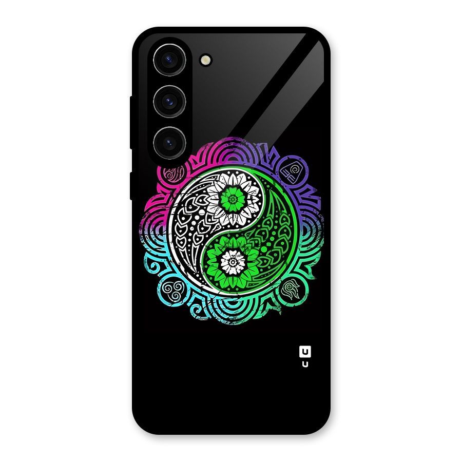 Yin and Yang Colorful Mandala Glass Back Case for Galaxy S23 Plus