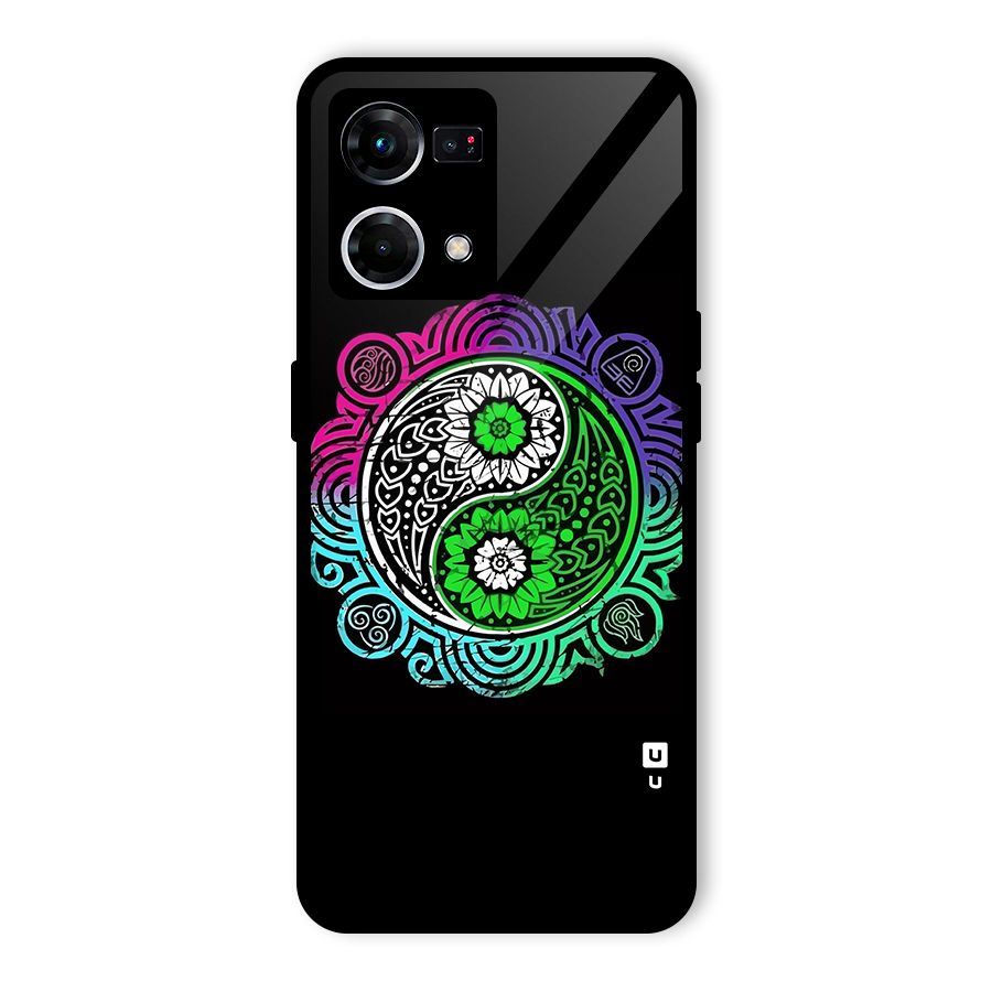 Yin and Yang Colorful Mandala Glass Back Case for Oppo F21 Pro 5G