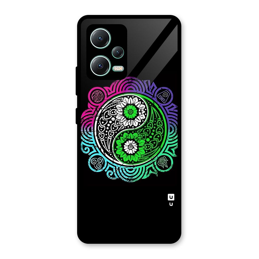 Yin and Yang Colorful Mandala Glass Back Case for Redmi Note 12 5G