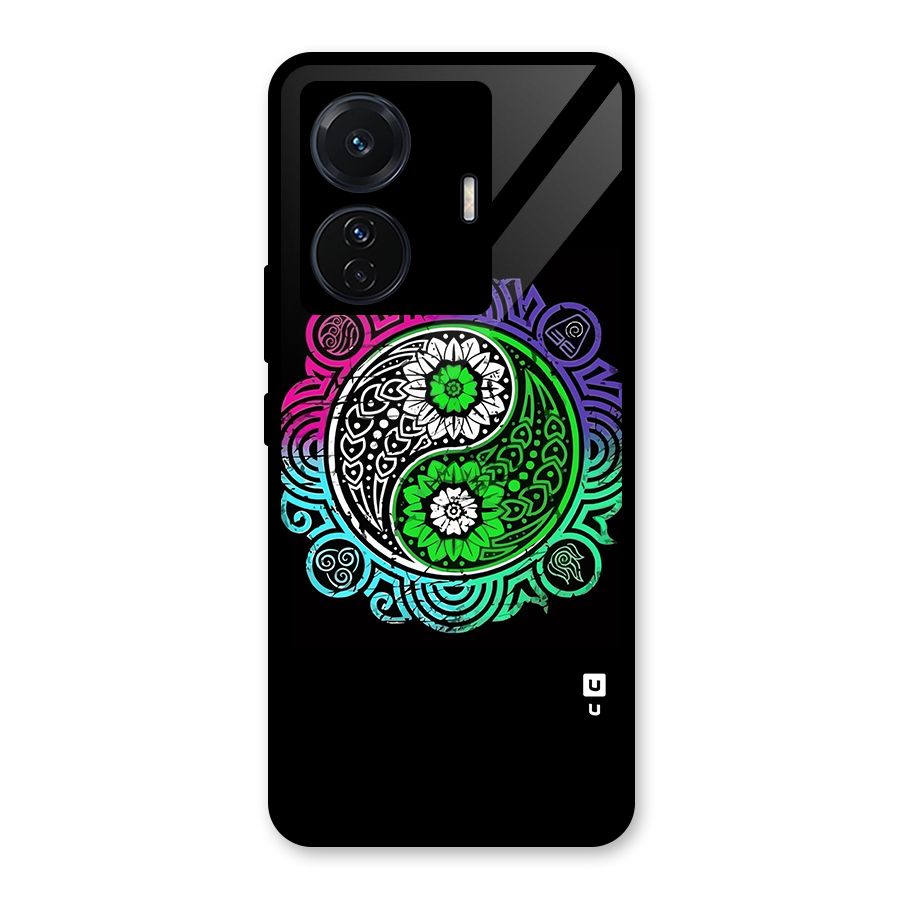 Yin and Yang Colorful Mandala Glass Back Case for Vivo T1 Pro