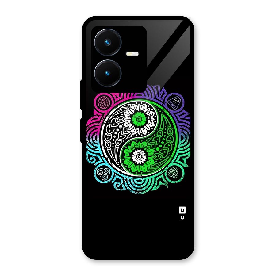 Yin and Yang Colorful Mandala Glass Back Case for Vivo Y22