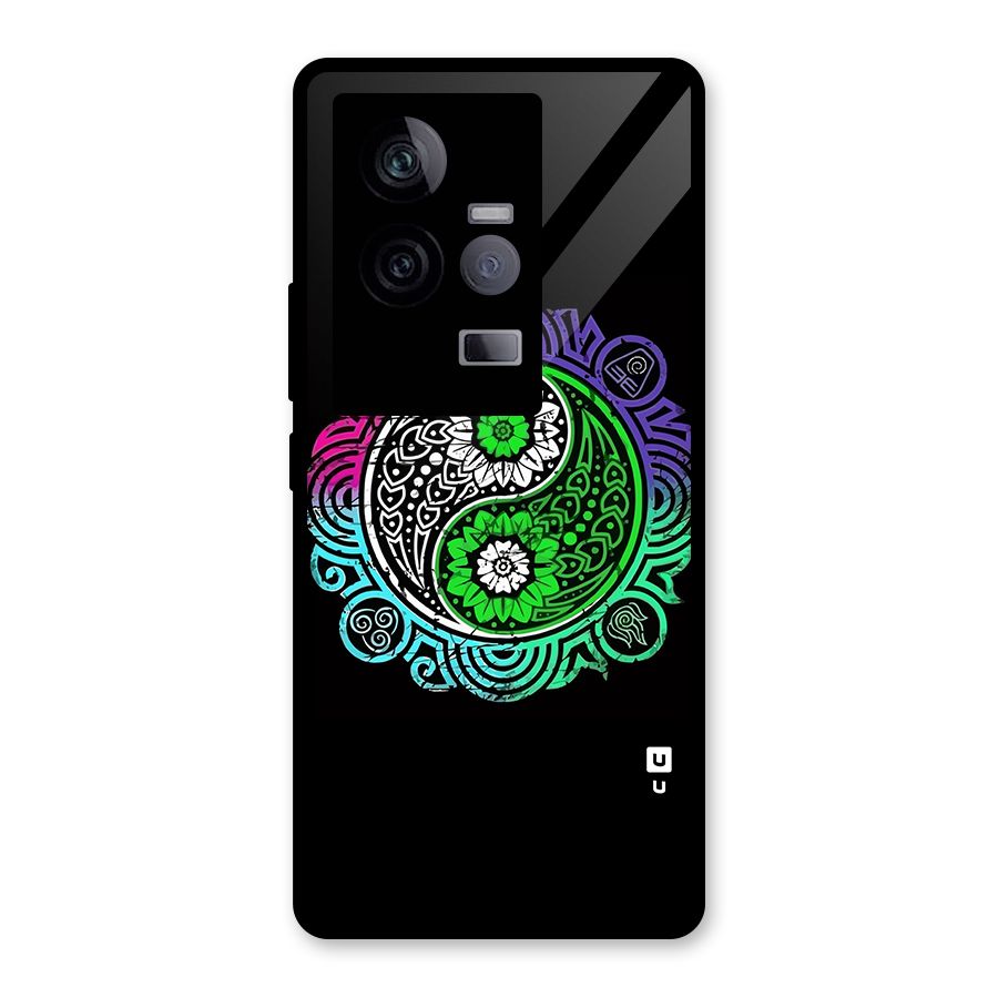 Yin and Yang Colorful Mandala Glass Back Case for Vivo iQOO 11 5G