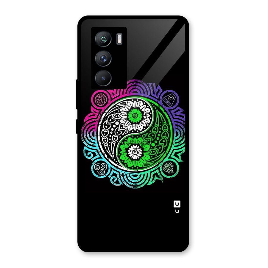 Yin and Yang Colorful Mandala Glass Back Case for Vivo iQOO 9 SE