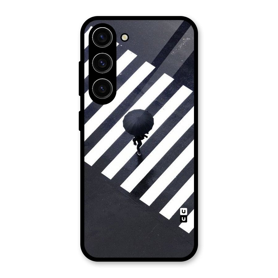 Zebra Walking Glass Back Case for Galaxy S23