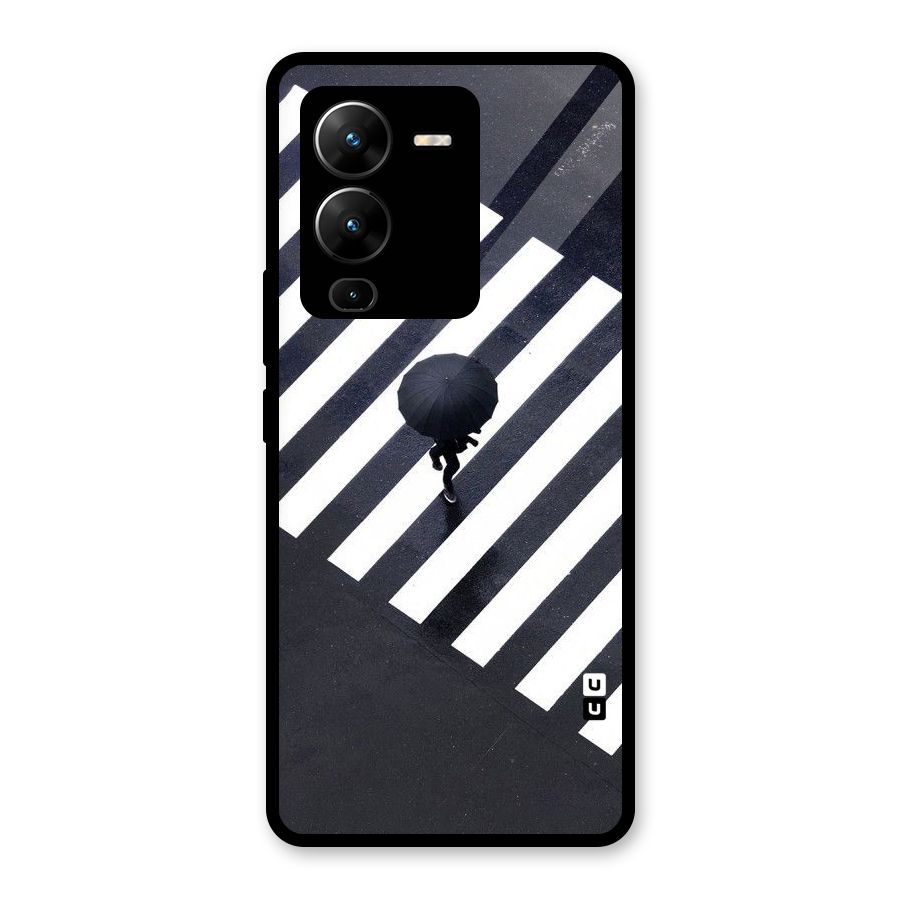 Zebra Walking Glass Back Case for Vivo V25 Pro