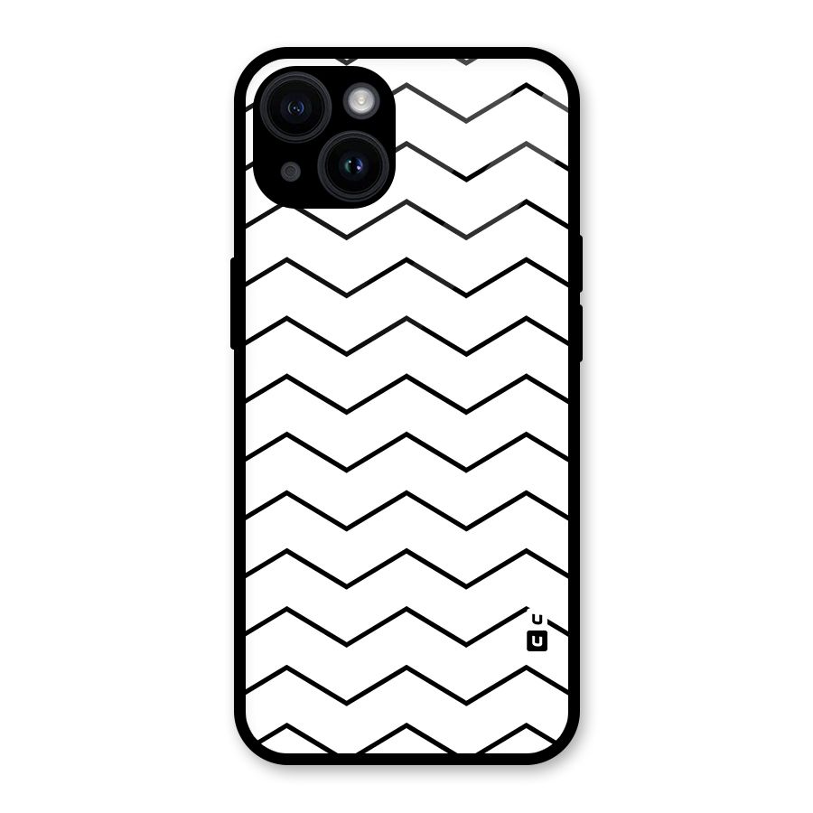 ZigZag Simple Classic Lines Glass Back Case for iPhone 14