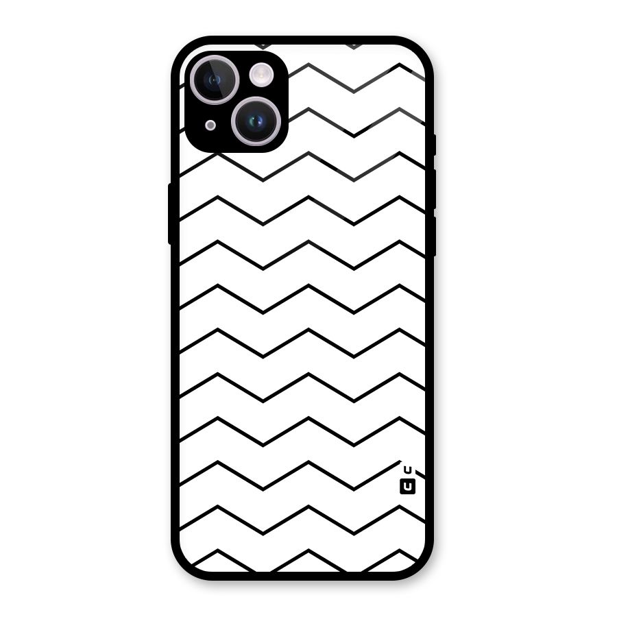ZigZag Simple Classic Lines Glass Back Case for iPhone 14 Plus