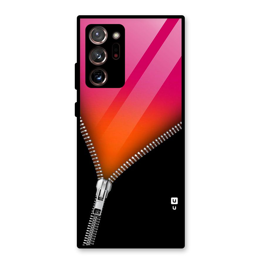 Zipper Print Glass Back Case for Galaxy Note 20 Ultra 5G
