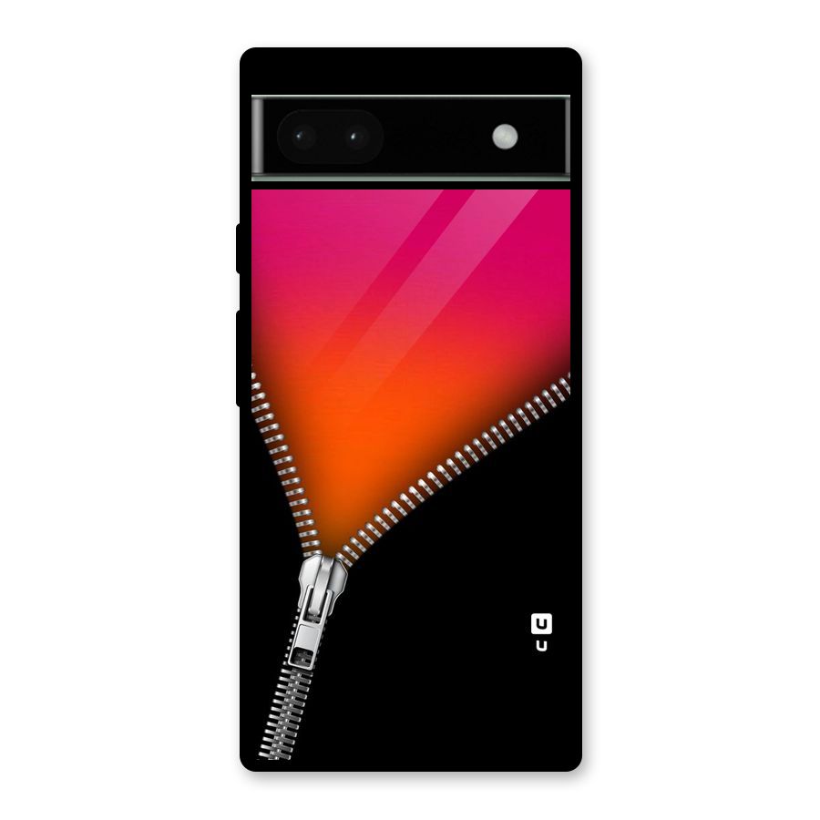 Zipper Print Glass Back Case for Google Pixel 6a