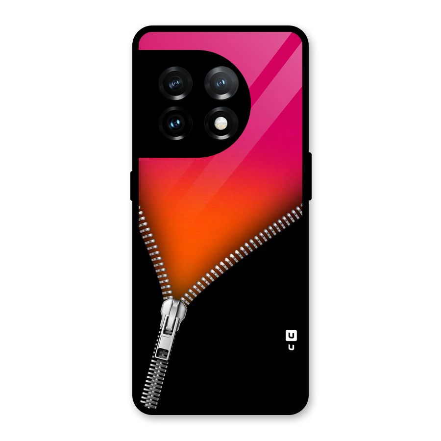 Zipper Print Glass Back Case for OnePlus 11