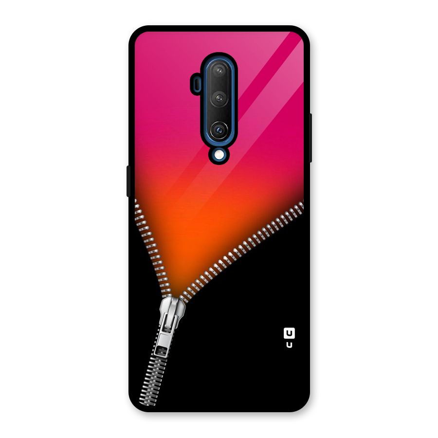 Zipper Print Glass Back Case for OnePlus 7T Pro